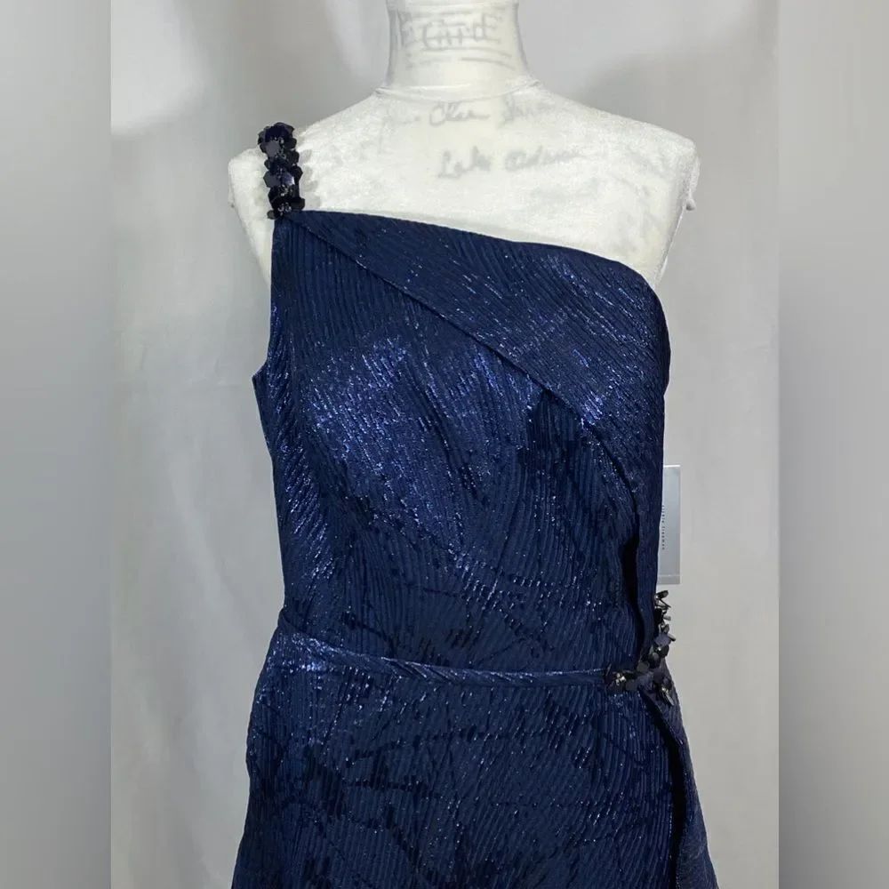 Teri Jon By Rickie Freeman Embellished One-Shoulder Midi-Dress Size 18 — image 7 of 8